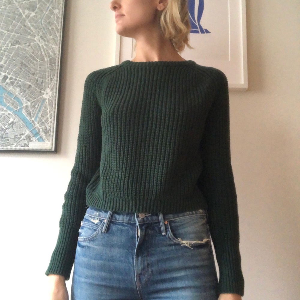 Green knit cropped American Apparel sweater